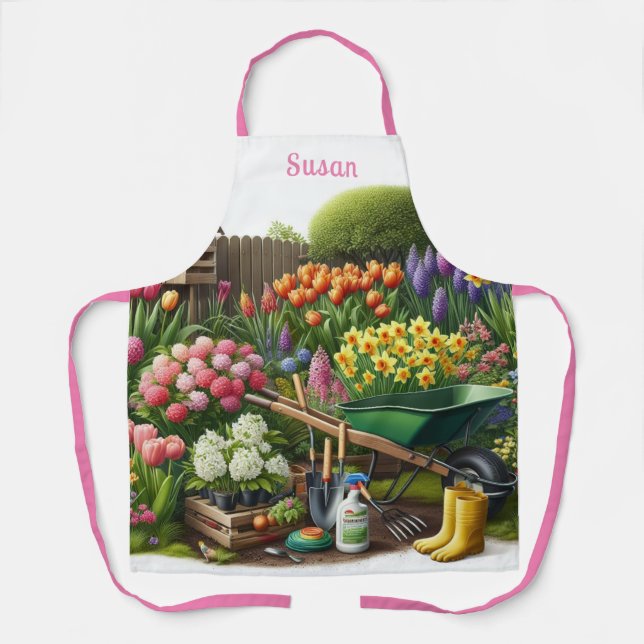 Delantal Jardín de flores / jardinera personalizado  (Anverso)
