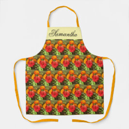 Delantal Jardín De Flores Rojas Y naranja