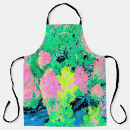 Delantal Jardín de hidrangea rosada con oliva amarilla