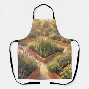 Delantal Jardín de hierbas mediterráneo soleado con lavanda