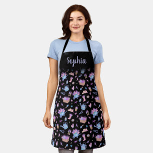 Delantal Jardín de Jacinto Personalizado Floral Negro