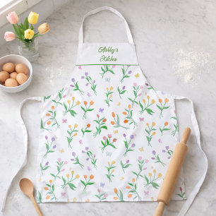 Delantal Jardín de mariposas de flores silvestres personali