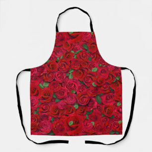 Delantal Jardín de Rosas Rojas Patrón Floral Sin Costuras R