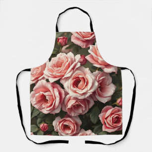 Delantal Jardín de Rosas Rosadas y Melancólicas