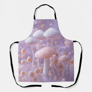 Delantal Jardín etéreo de hongos, fantasía suave pastel