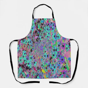 Delantal Jardín púrpura con flores acuamarinas psicodélicas