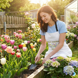 Delantal Jardinero Jefe Personalizado Aquarela Floral Custo