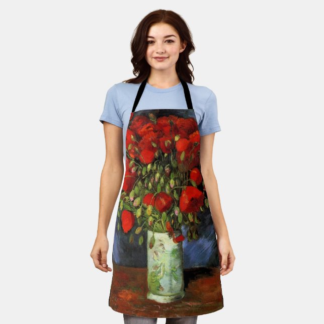 Delantal Jarrón con amapolas rojas de Vincent van Gogh (Gastado)