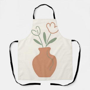 Delantal Jarrón de Tulipán Minimalista Arte de Línea