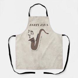 Delantal Jazzy Java-Grãos de Café-Saxofone-