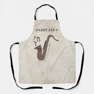 Delantal Jazzy Java-Grãos de Café-Saxofone-