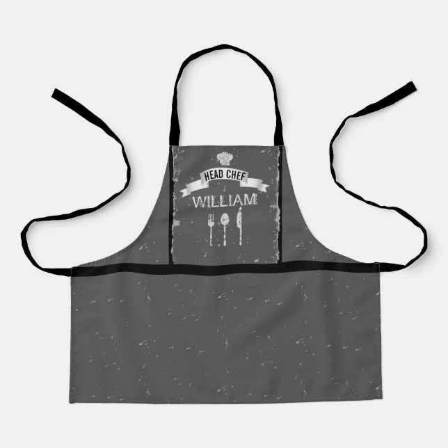 Delantal Jefe Chef niño de nombre gris Apron (Anverso)