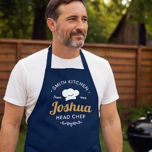 Delantal Jefe de Cocina de Familia Azul Marino Moderno