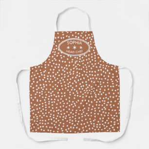 Delantal Jefe de cocina personalizado moderno Boho marrón l