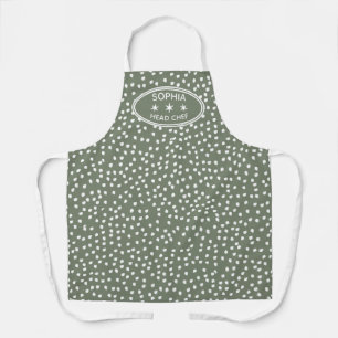Delantal Jefe personalizado Chef moderno Boho verde Polka P