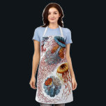 Delantal Jellyfish vintage por Ernst Haeckel, Discomedusae<br><div class="desc">Diseño de biología de la vida marina de ilustracion vintage de Ernst Haeckel. Una gran variedad de medusas coloridas nadando en las aguas del mar. Los peces gelatina son animales acuáticos de natación gratuitos con un cuerpo en forma de paraguas y largos tentáculos de arrastre. Se pueden encontrar en todos...</div>