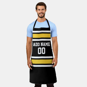Delantal Jersey deportivo amarillo y negro con nombre y núm