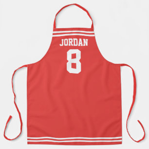 Delantal Jersey rojo de fútbol con nombre y número personal