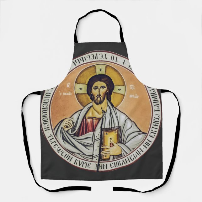 Delantal Jesucristo Pantocrátor Arte de Icono Bizantino (Anverso)