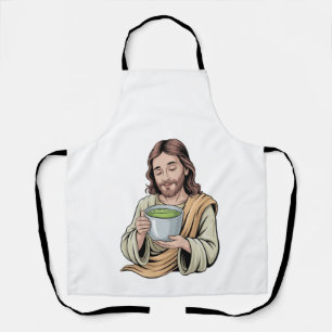Delantal Jesús bebiendo Matcha Bebe cristiano