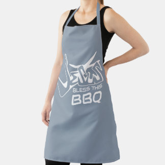 Delantal Jesús Bendice Esta Barbacoa Azul Polvoriento