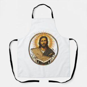 Delantal Jesús engañado por caja de pizza vacía Humor de co