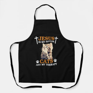 Delantal Jesús es mi gato salvador son mis cristianos terap