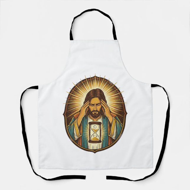 Delantal Jesús Impaciente Cargando Reloj de Arena Internet  (Anverso)