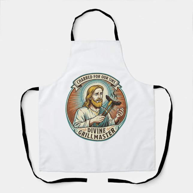 Delantal Jesús Perrito Caliente Completamente Quemado Negro (Anverso)