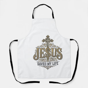 Delantal Jesús Salvó Mi Vida Grabado Vintage Camiseta Crist