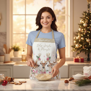 Delantal Jingle de renos y mingle personalizado con navidad