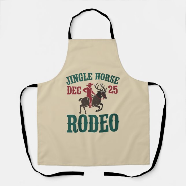 Delantal Jingle Horse Dec 25 Rodeo Cowboy Noche de Navidad (Anverso)