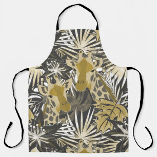 Delantal jirafas en el bosque tropical.