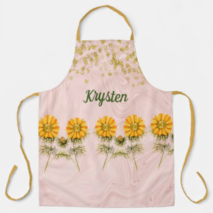 Delantal Joyas Doradas Falsas y Flores Doradas