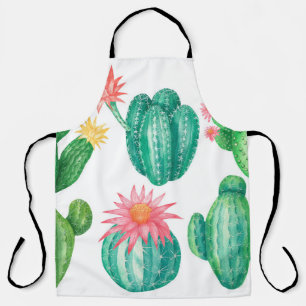 Delantal Juego de cactus con flores. Elementos aislados en