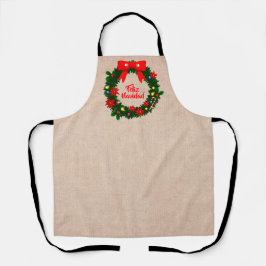 Delantal Juego de Feliz Navidad Feliz Navidad Wreath Bow