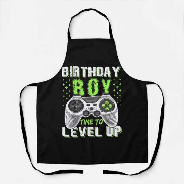Delantal Juego de video Level Up Birday Boy (Anverso)