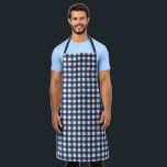 Delantal Jugada de verificación de Gingham Blue<br><div class="desc">Tendencia veraniega moderna,  color azul marino y blanco de los tonos escoceses de gingham de picnic.</div>