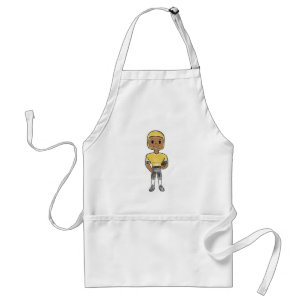 Delantal jugador de fútbol retro vintage negro amarillo sim