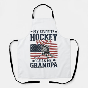 Delantal Jugador de Hockey Favorito Me Llama Abuelo Vintage