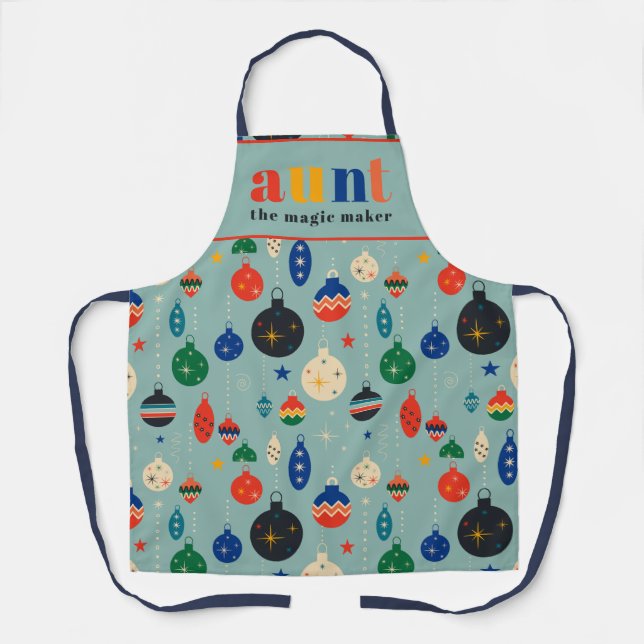 Delantal Juguetes retro ornamentos de la tía Navidades coci (Anverso)