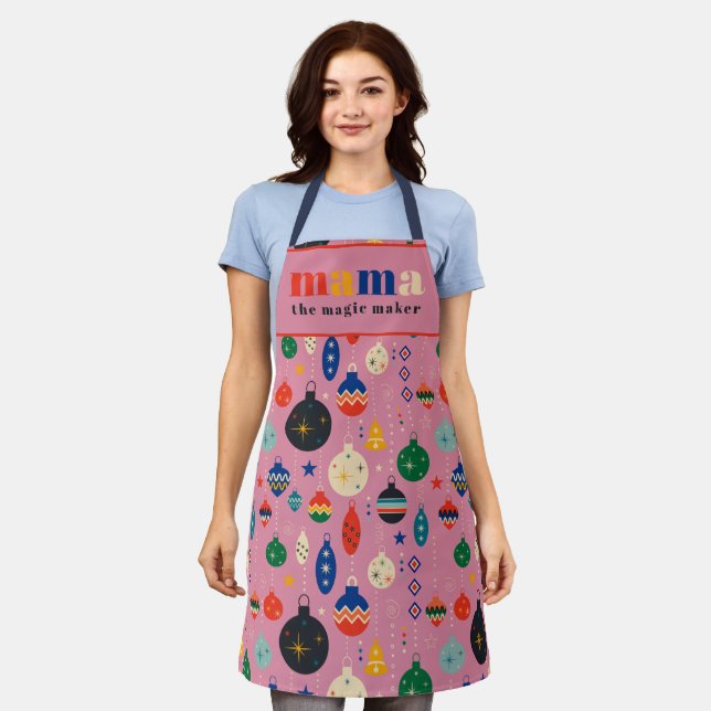 Delantal Juguetes retro ornamentos Mama Navidad Kitchen (Gastado)