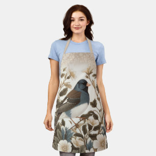 Delantal Junco de ojos oscuros elegante floral crema