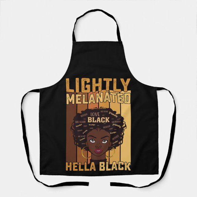Delantal Juneteenth Ligeramente Melanizado Hella Negro Mela (Anverso)