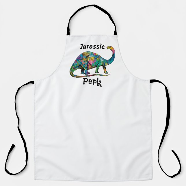 Delantal Jurassic Perk Colorful Dinosaur White (Anverso)