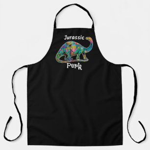 Delantal Jurassic Perk Dinosaur Colorido Negro