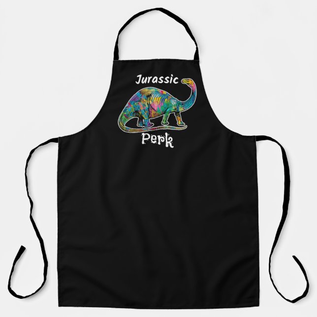 Delantal Jurassic Perk Dinosaur Colorido Negro (Anverso)
