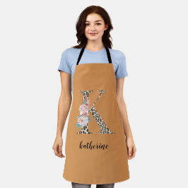 Delantal K Monograma Leopardo Imprimir Apron Floral