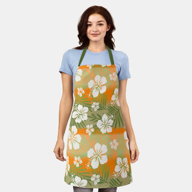 Delantal Kalani Tie Dye Blend Tropical Hibiscus - Naranja (Gastado)