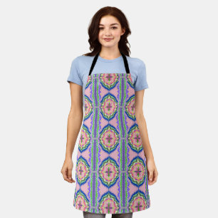 Delantal Kaleidoscopio Floral Vibrante: Mandala Rosa y Esme